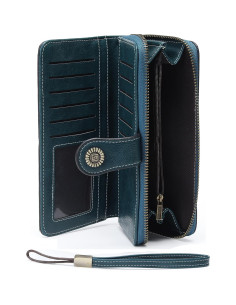 Cartera de Mujer JJUQ Azul Pavo Real con Muñequera 2