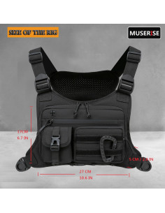 Bolsa de Pecho Táctica Muserise Negra para Correr y Ciclismo 2