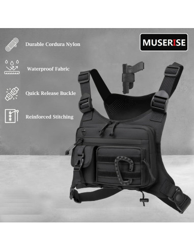Bolsa de Pecho Táctica Muserise Negra para Correr y Ciclismo