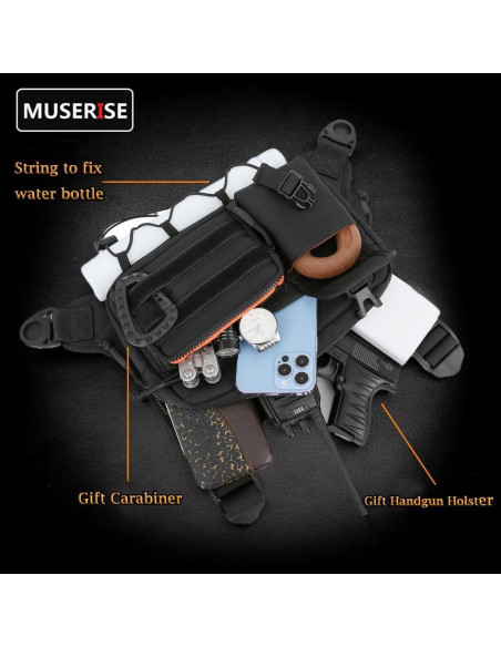 Bolsa de Pecho Táctica Muserise Negra para Correr y Ciclismo