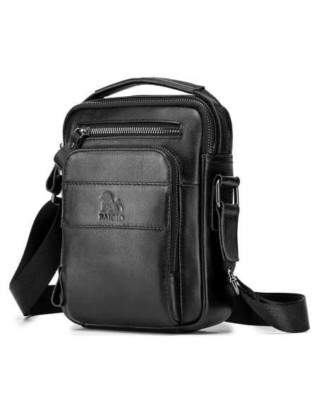 Bolsa Mensajera Pequeña de Cuero BAIGIO para Hombres