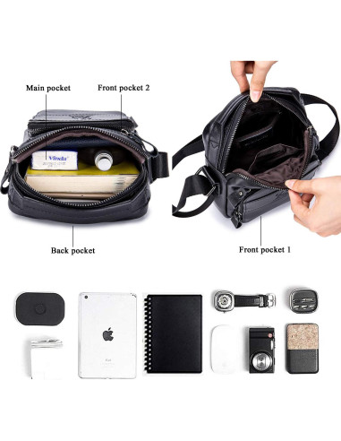 Bolsa Mensajera Pequeña de Cuero BAIGIO para Hombres