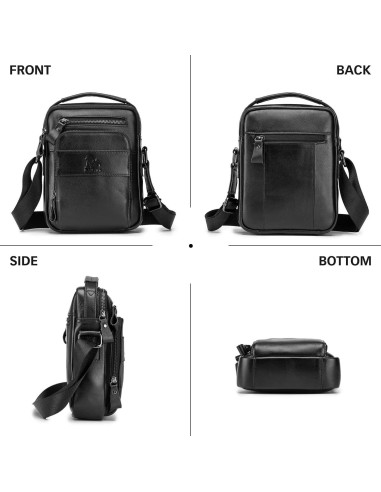 Bolsa Mensajera Pequeña de Cuero BAIGIO para Hombres