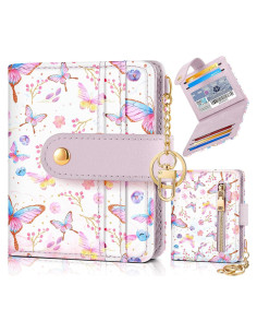Billetera Bistup Mujer Delgada Cuero RFID Mariposa Kawaii