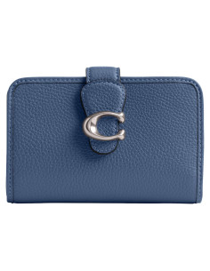 Billetera Mediana Coach Tabby Cuero Pebble Azul Cielo