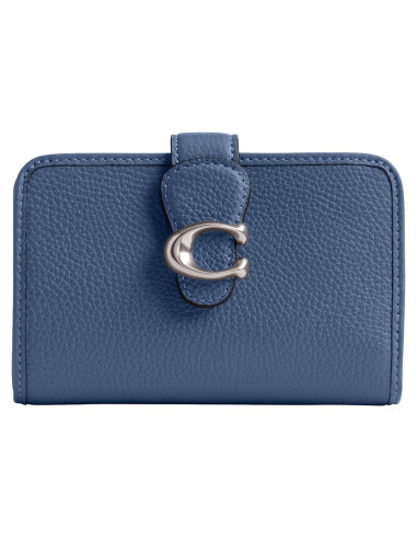 Billetera Mediana Coach Tabby Cuero Pebble Azul Cielo