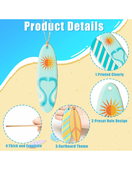 Adornos de Madera Colgantes Haooryx - 31 Piezas de Surf
