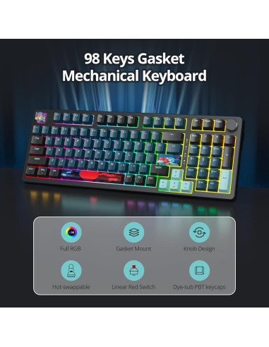 Teclado Mecánico Monster 98 Teclas RGB Intercambiable