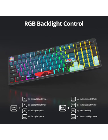 Teclado Mecánico Monster 98 Teclas RGB Intercambiable