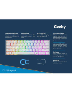 Teclado Mecánico Geeky GK61 60% RGB Blanco Speed Silver 2