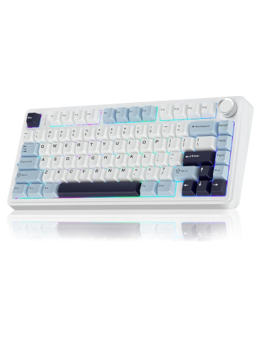 Teclado Mecánico AULA F75 Inalámbrico 75% RGB Azul