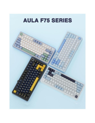 Teclado Mecánico AULA F75 Inalámbrico 75% RGB Azul