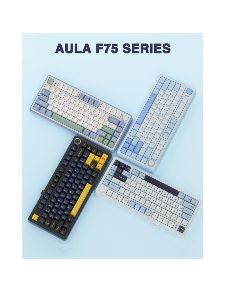 Teclado Mecánico AULA F75 Inalámbrico 75% RGB Azul
