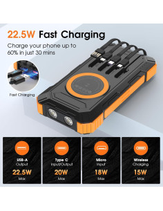 Cargador Solar Power Bank 49800mAh Carga Rápida 22.5W 2