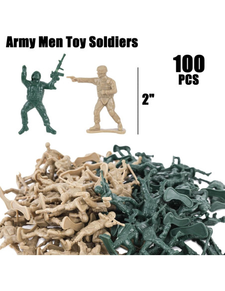 Soldados de Juguete LOVESTOWN 100 Piezas Verde Amarillo