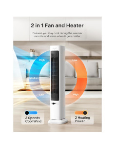 PELONIS Ventilador y Calefactor Torre 2 en 1 Blanco 2