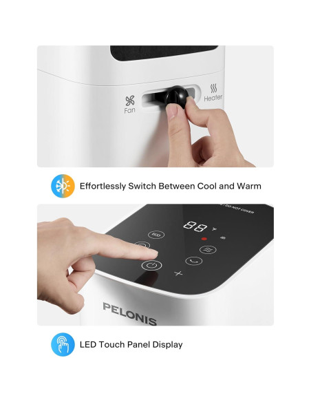 PELONIS Ventilador y Calefactor Torre 2 en 1 Blanco