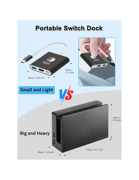 Dock para Nintendo Switch Dnkeaur HDMI 4K Carga Portátil