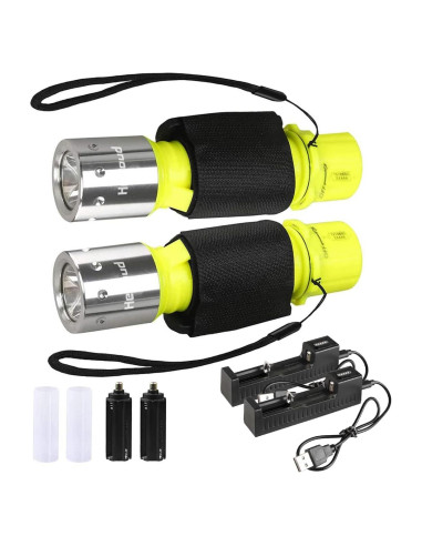 Linterna de Buceo HECLOUD IPX8 Recargable 3 Modos LED