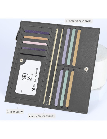 Billetera Bifold Tipmile Gris Oscuro con Bloqueo RFID