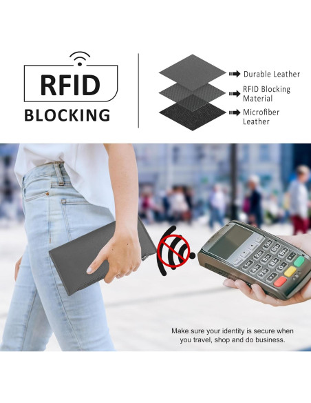 Billetera Bifold Tipmile Gris Oscuro con Bloqueo RFID
