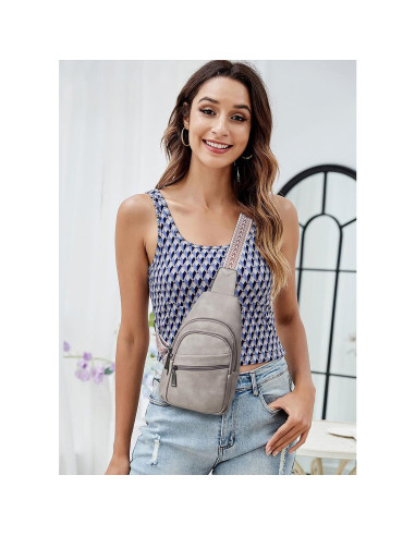 Bolsa Sling Bandolera Mroede Gris 8,89x26,67x15,24 cm