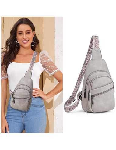 Bolsa Sling Bandolera Mroede Gris 8,89x26,67x15,24 cm