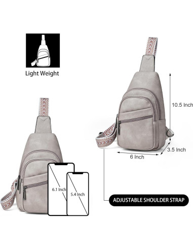 Bolsa Sling Bandolera Mroede Gris 8,89x26,67x15,24 cm