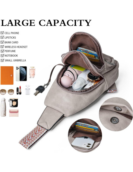 Bolsa Sling Bandolera Mroede Gris 8,89x26,67x15,24 cm Bolsa Sling Bandolera Mroede Gris 8,89x26,67x15,24 cm