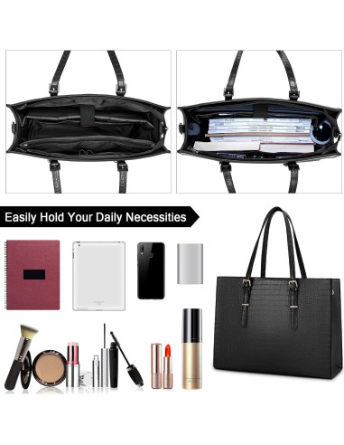 Bolsa de Laptop Lubardy 15.6" Cuero Negro Impermeable