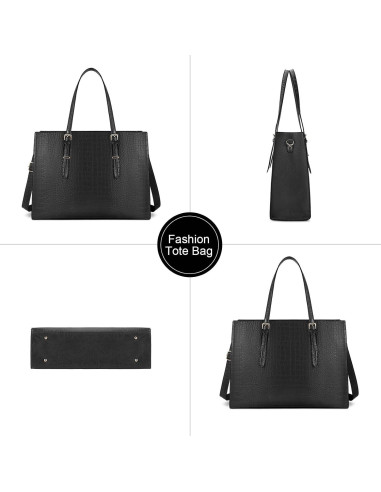 Bolsa de Laptop Lubardy 15.6" Cuero Negro Impermeable