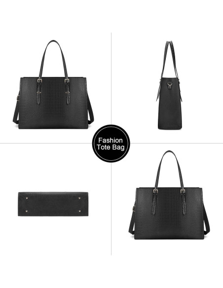 Bolsa de Laptop Lubardy 15.6" Cuero Negro Impermeable