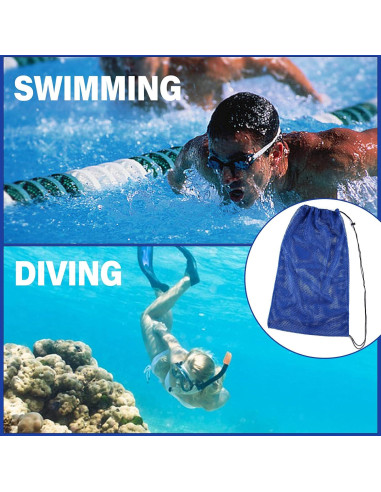 2 Bolsas de Malla para Snorkel Yizerel 69x46cm Negro y Azul