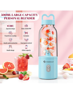 Licuadora Personal HOMEXUP 500ml 175W Compacta Azul 2