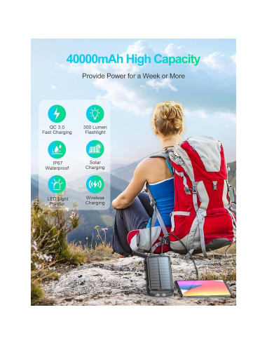 Banco de Energía Solar 40000mAh DongGuan Cargador Rápido