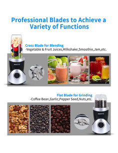 Batidora Personal Amateys 350W con Cuchillas y 2 Botellas 710/295ml 2