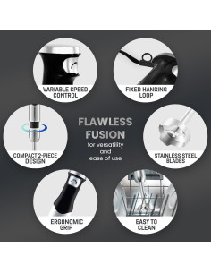 Mezclador de Inmersión Elite Gourmet EHB1062 500W Turbo 2