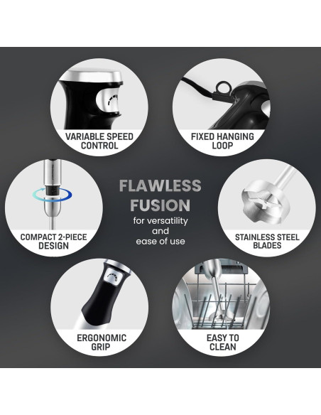 Mezclador de Inmersión Elite Gourmet EHB1062 500W Turbo Mezclador de Inmersión Elite Gourmet EHB1062 500W Turbo