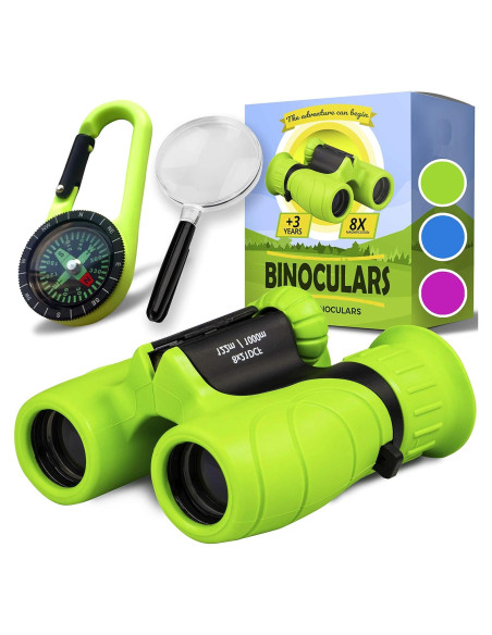 Binoculares para Niños Promora 8X Verde con Lupa y Brújula