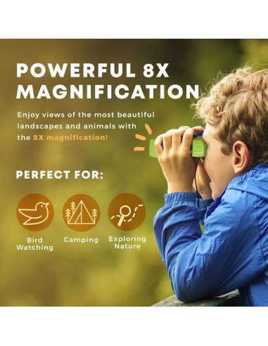 Binoculares para Niños Promora 8X Verde con Lupa y Brújula