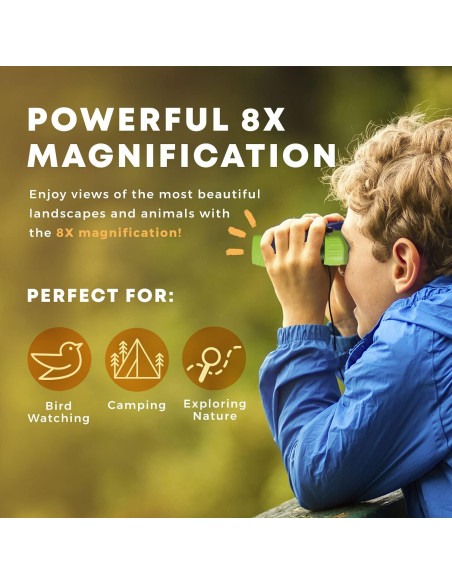Binoculares para Niños Promora 8X Verde con Lupa y Brújula