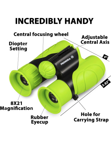 Binoculares para Niños Promora 8X Verde con Lupa y Brújula