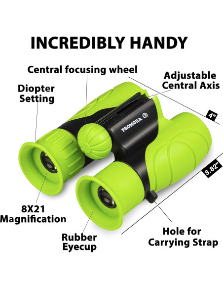 Binoculares para Niños Promora 8X Verde con Lupa y Brújula