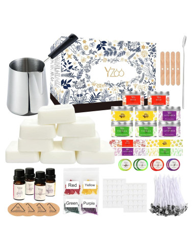 Kit Completo de Fabricación de Velas Yzoo 480g Cera Soja DIY