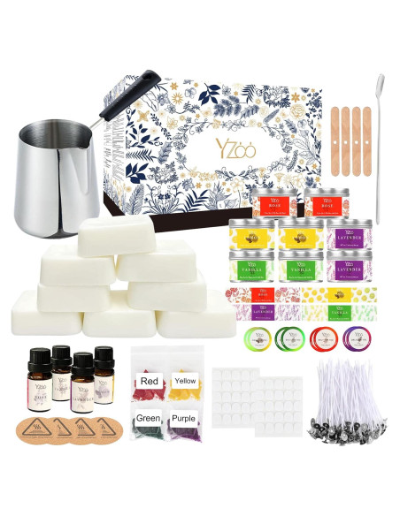 Kit Completo de Fabricación de Velas Yzoo 480g Cera Soja DIY