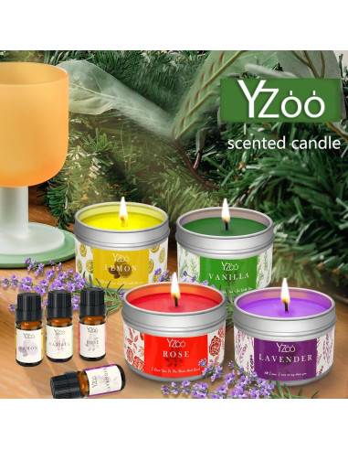 Kit Completo de Fabricación de Velas Yzoo 480g Cera Soja DIY
