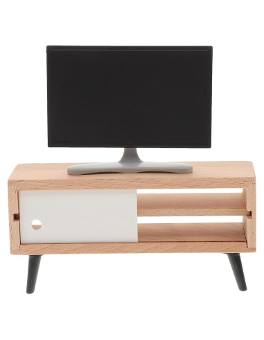 Mini Televisor y Mueble para Casa de Muñecas NUOBESTY