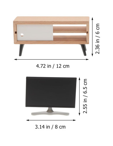 Mini Televisor y Mueble para Casa de Muñecas NUOBESTY