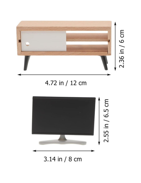 Mini Televisor y Mueble para Casa de Muñecas NUOBESTY