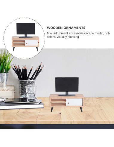 Mini Televisor y Mueble para Casa de Muñecas NUOBESTY